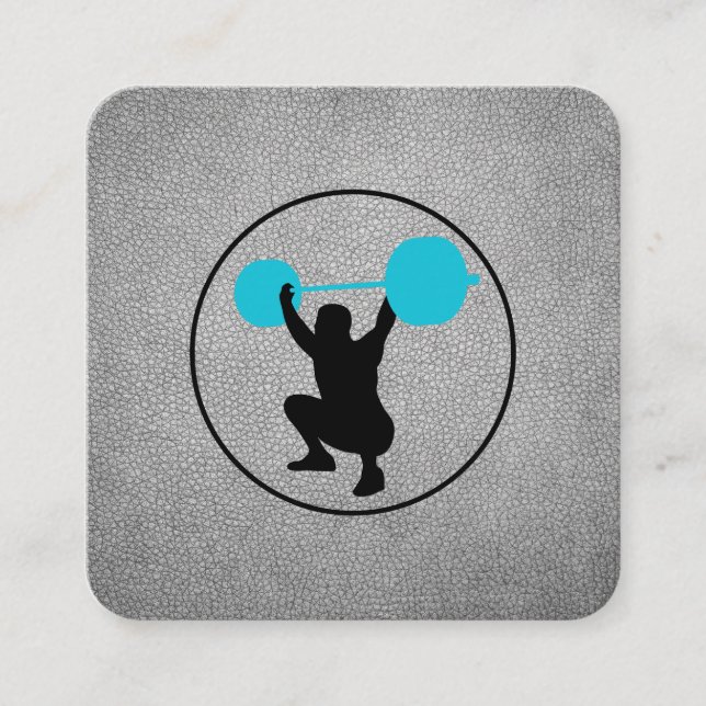 Weight Lifter Personal Trainer Square Business Card (Front)