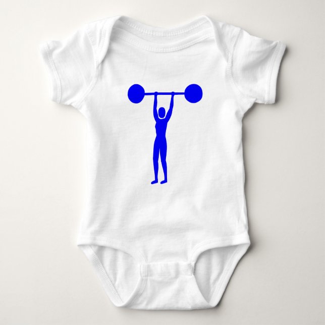 Weight Lifting 02 - Blue Baby Bodysuit (Front)