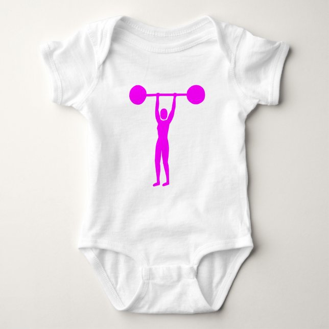 Weight Lifting 02 - Magenta Baby Bodysuit (Front)