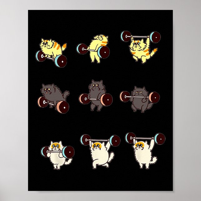 Weight Lifting Cat Funny Gym Gift Tee  Poster (Front)