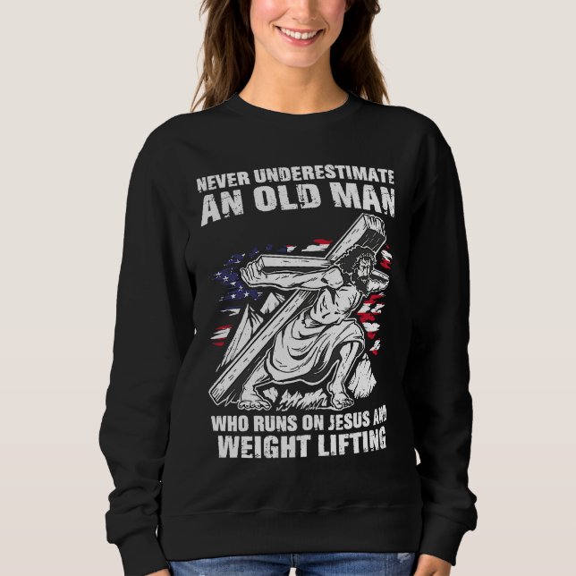 Weight Lifting Dad Christian Weight Training Grand Sweatshirt (Front)