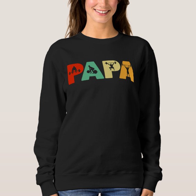 Weight Lifting Dad Retro Dad Weightlifting Sweatshirt (Front)