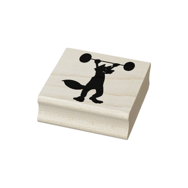 weight lifting fox silhouette art stamp (Stamp)