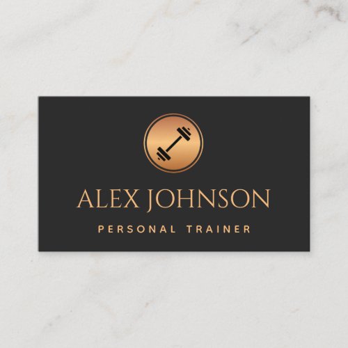 Weight Lifting Gym Personal Trainer Gold Dumbbell  Business Card