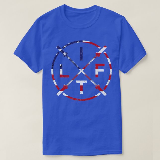 Weight Lifting Gym Workout Fitness Lift 4th of Jul T-Shirt (Design Front)