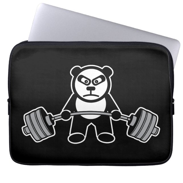 Weight Lifting Panda Bear Anime Cartoon - Workout Laptop Sleeve (Front)
