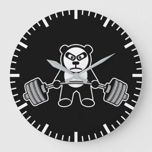 Weight Lifting Panda Bear Anime Cartoon _ Workout Large Clock