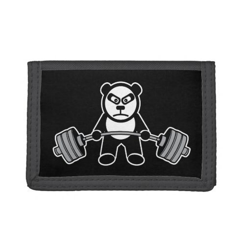 Weight Lifting Panda Bear Anime Cartoon _ Workout Trifold Wallet