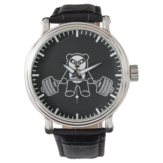 Weight Lifting Panda Bear Anime Cartoon - Workout Watch (Front)