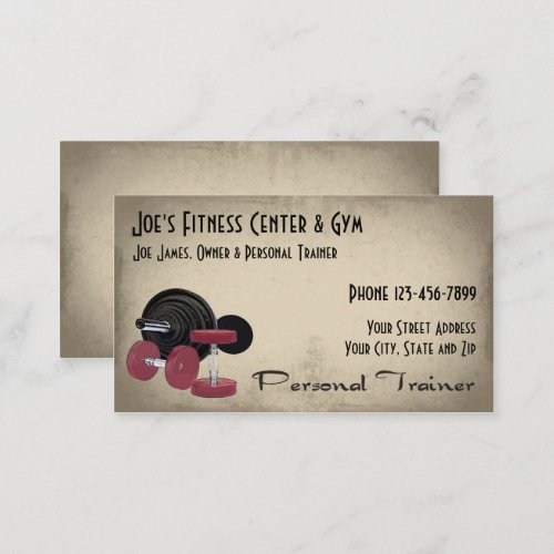 Weight Lifting Personal Trainer Business Card