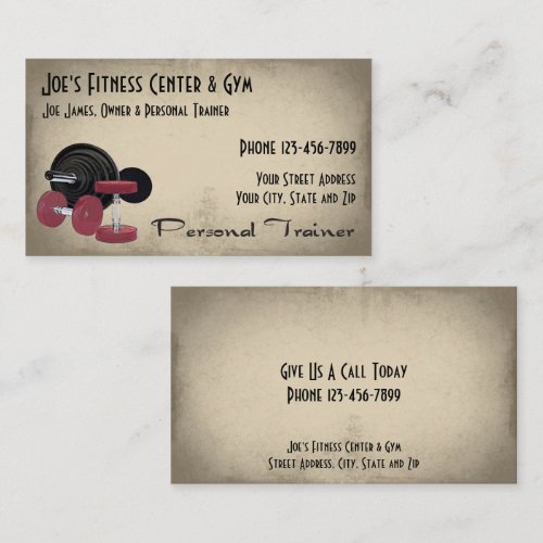 Weight Lifting Personal Trainer Business Card