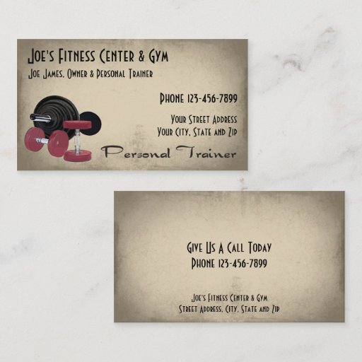 Customizable Weight Lifting Personal Trainer Business Card