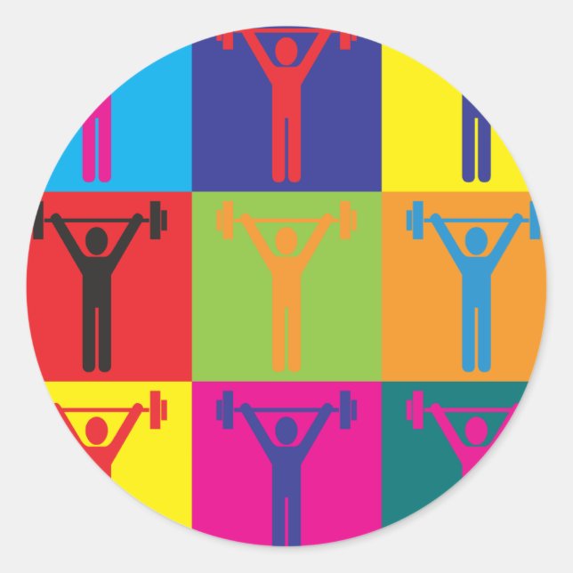 Weight Lifting Pop Art Classic Round Sticker (Front)
