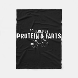 Weight Lifting Powered By Protein And Farts Fleece Blanket