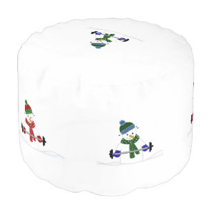 Weight Lifting Snowmen Pouf
