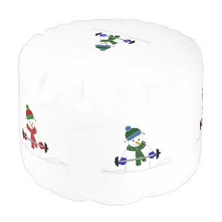 Weight Lifting Snowmen Pouf