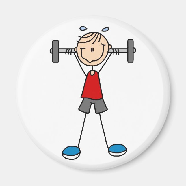 Weight Lifting Stick Figure Magnet (Front)