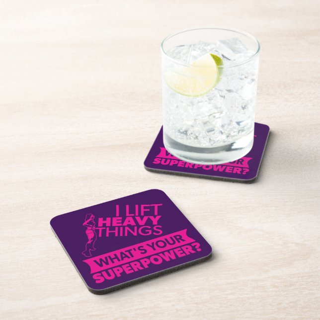 Weight Lifting Strong Girl - I Lift Heavy Things Beverage Coaster (Right Side)