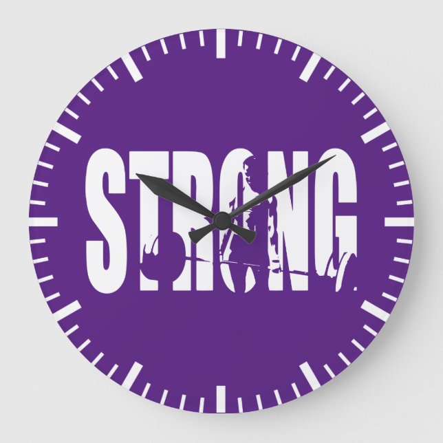 "Weight Lifting" Women's Motivation -  STRONG Large Clock (Front)
