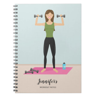 Weight Lifting Workout Girl Personalizable Fitness Notebook