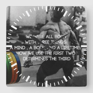 "Weight lifting" Workout Motivational Square Wall Clock