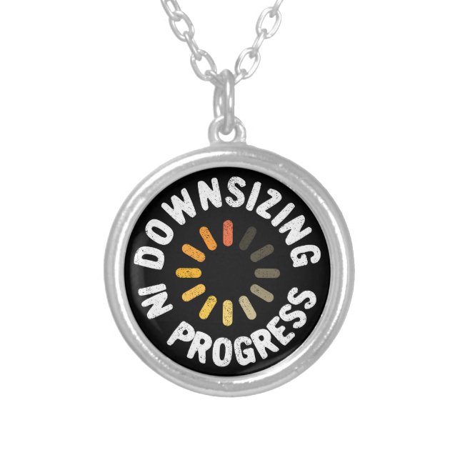 Weight Loss Action Plan Downsizing in Progress Silver Plated Necklace (Front)