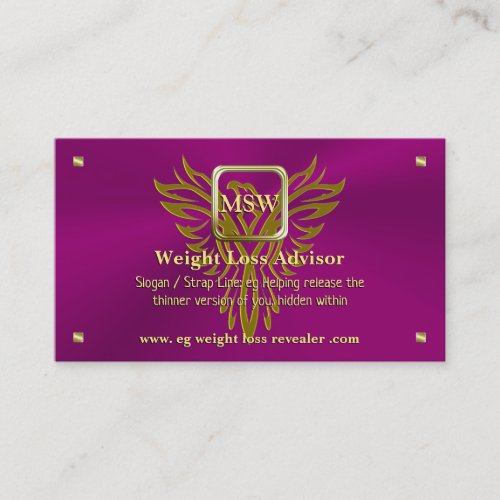Weight Loss Advisor Golden Square Rising Phoenix Business Card