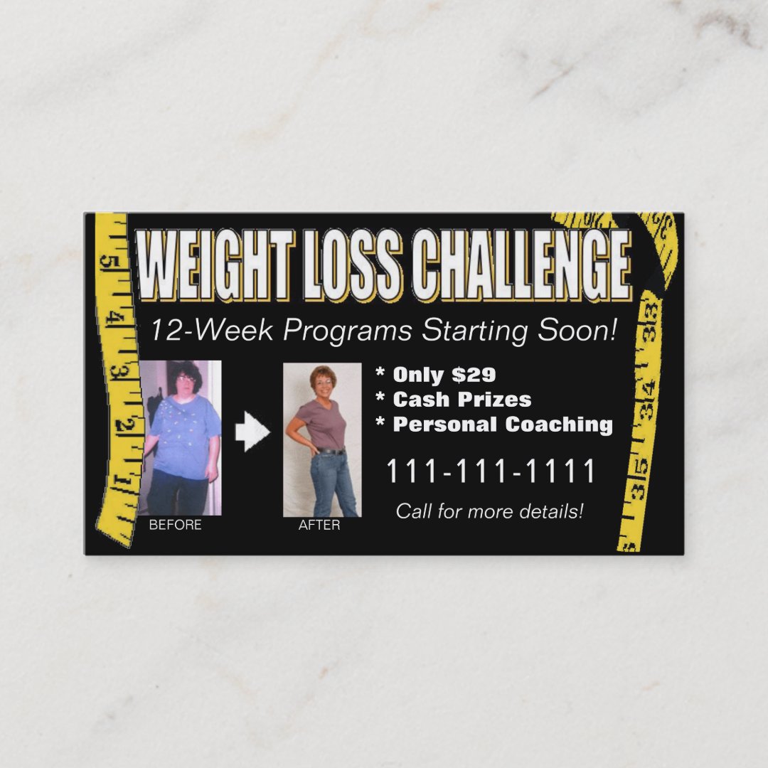 Weight Loss Challenge Business Card Zazzle