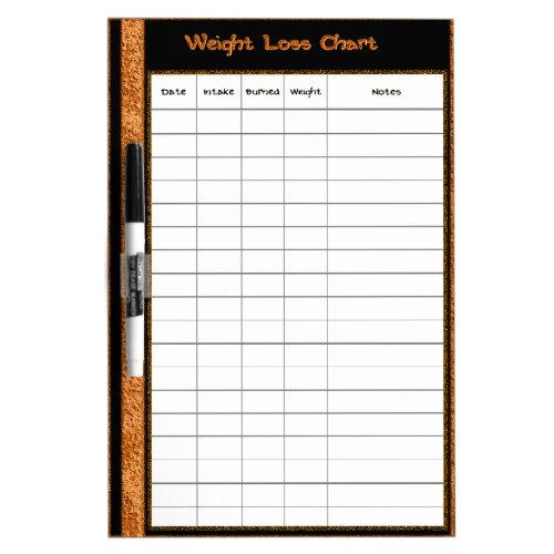 Weight Loss Chart Orange Dry Erase Board