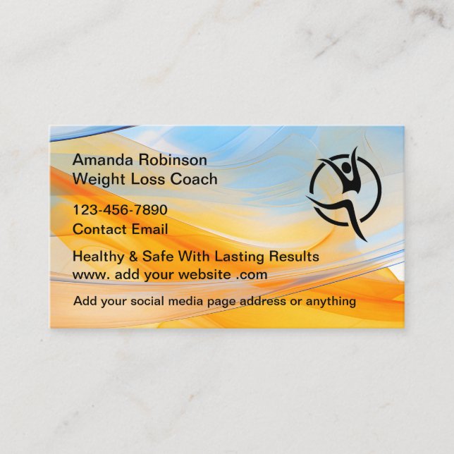 Weight Loss Coach And Dietitian Business Card (Front)