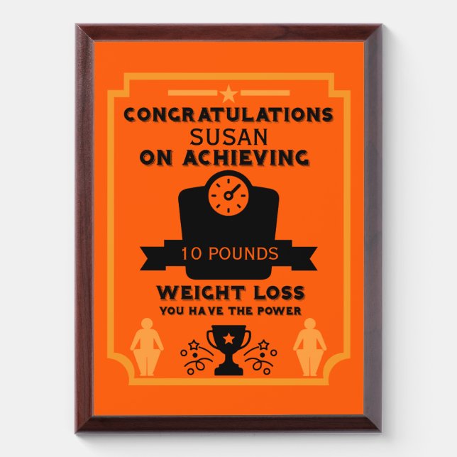Weight Loss Congratulation Award Plaque (Vertical)