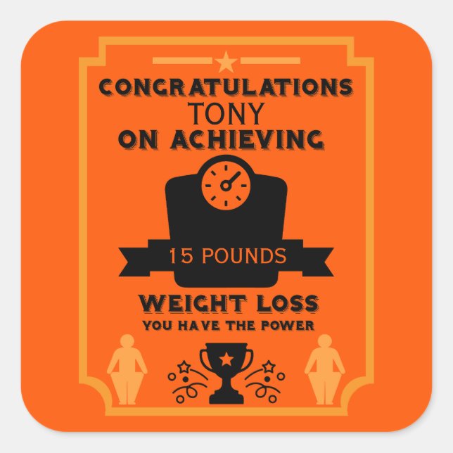 Weight Loss Congratulation Square Sticker (Front)