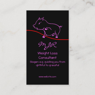 Weight Loss Consultant - Cute Piggy Logo in Pink Business Card