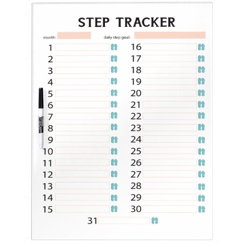 Weight Loss Fitness Step Tracker  Dry Erase Board