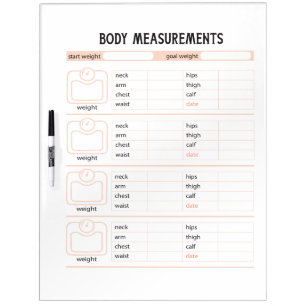 Weight Loss Tracker Body Measurements Dry Erase Board