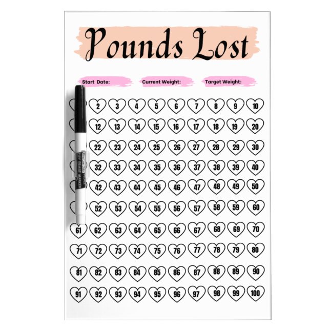Weight Loss Tracker Journal 100 lbs / kg Dry Erase Board (Front)