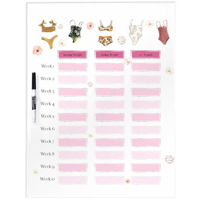 Weight Loss Tracker Swimsuit Dry Erase Board (Front)