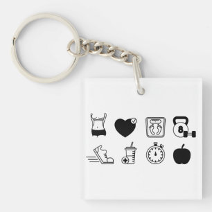 Weight Loss, Workout, Icons Keychain