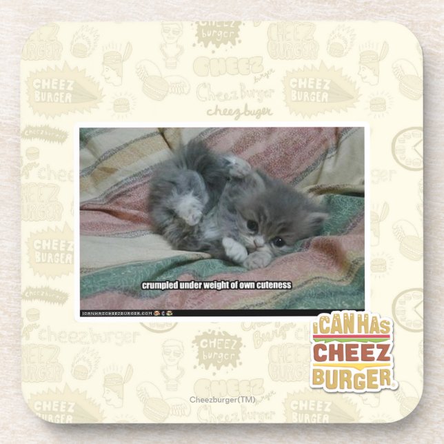 Weight of own cuteness beverage coaster (Front)