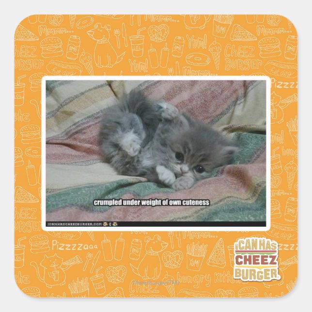 Weight of own cuteness square sticker (Front)