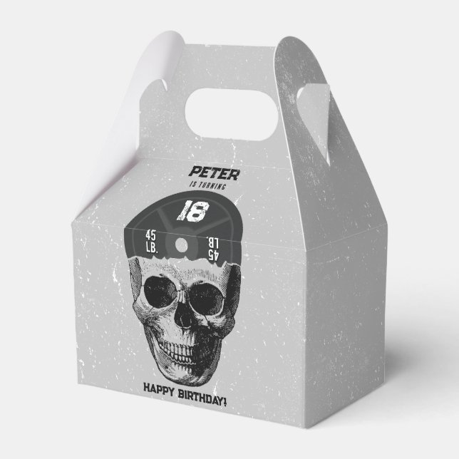Weight Plate Skull Training Bodybuilding Birthday Favor Boxes (Front Side)