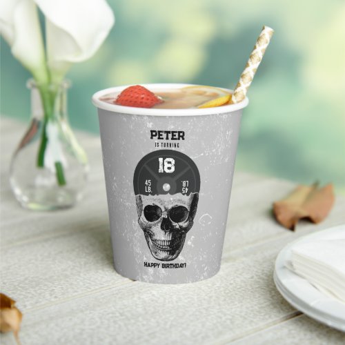 Weight Plate Skull Training Bodybuilding Birthday Paper Cups