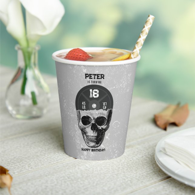 Weight Plate Skull Training Bodybuilding Birthday Paper Cups (Insitu)