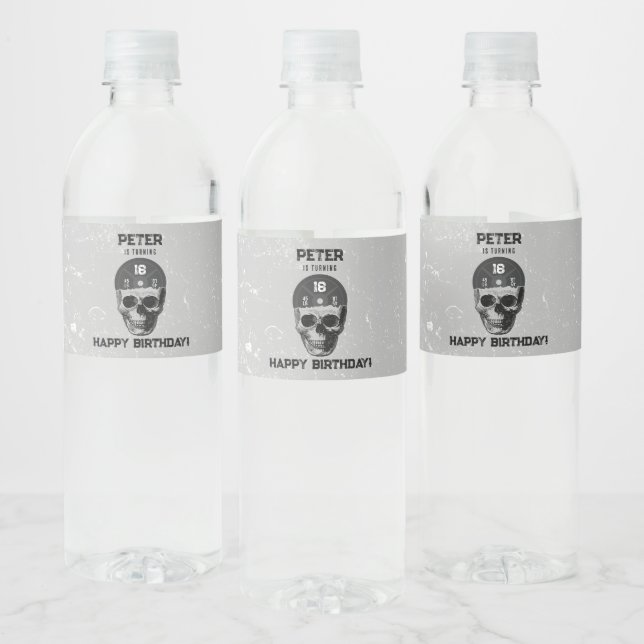 Weight Plate Skull Training Bodybuilding Birthday Water Bottle Label (Bottles)