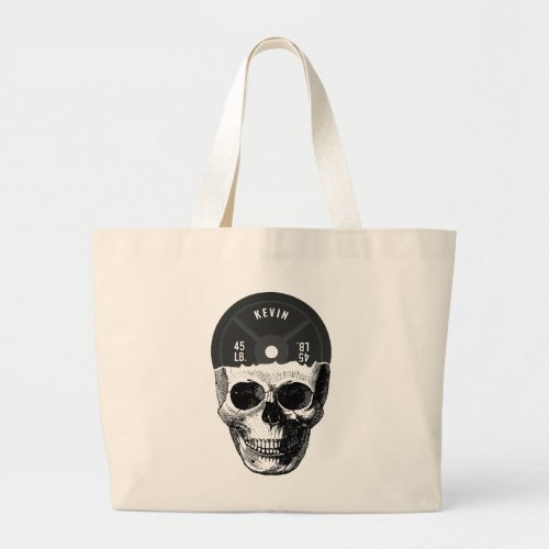 Weight Plate Skull Training Fitness Bodybuilding  Large Tote Bag