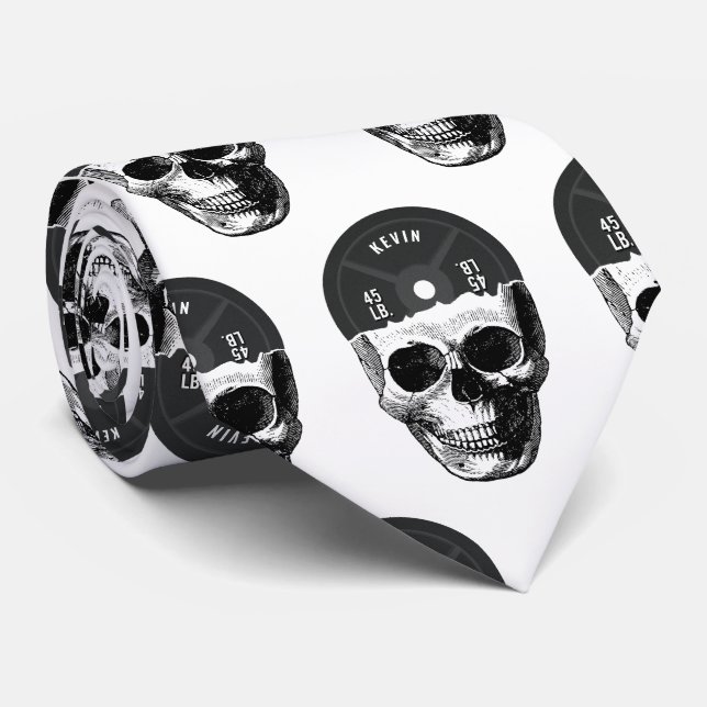 Weight Plate Skull Training Fitness Bodybuilding  Neck Tie (Rolled)