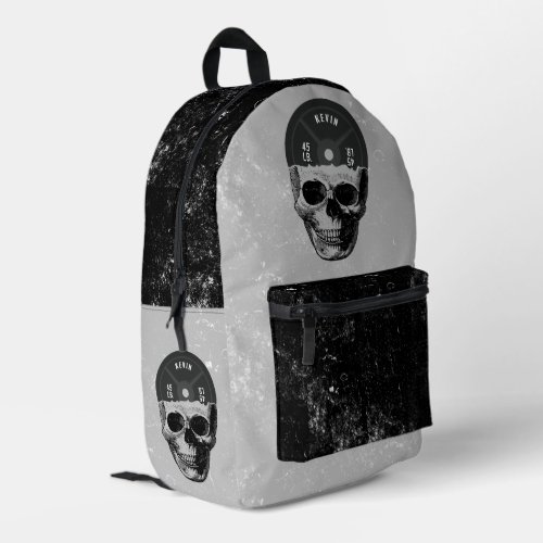 Weight Plate Skull Training Fitness Bodybuilding  Printed Backpack