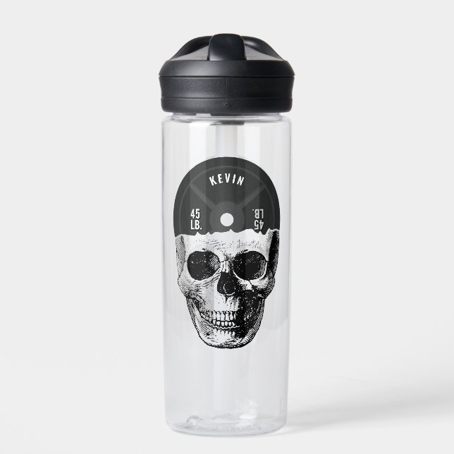 Weight Plate Skull Training Fitness Bodybuilding  Water Bottle (Front)