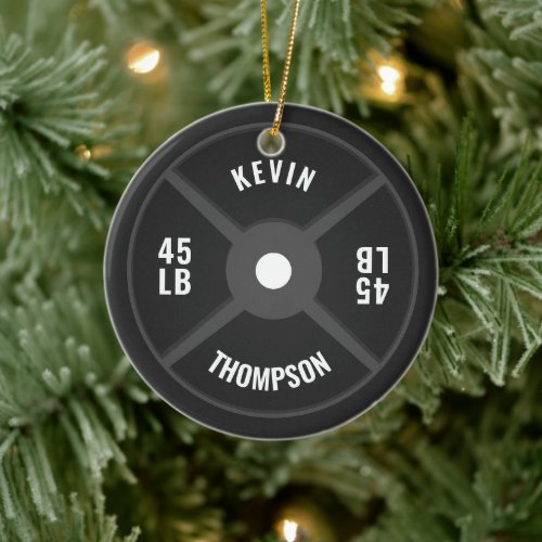 Weight Plate Training Fitness Bodybuilding Name Ceramic Ornament