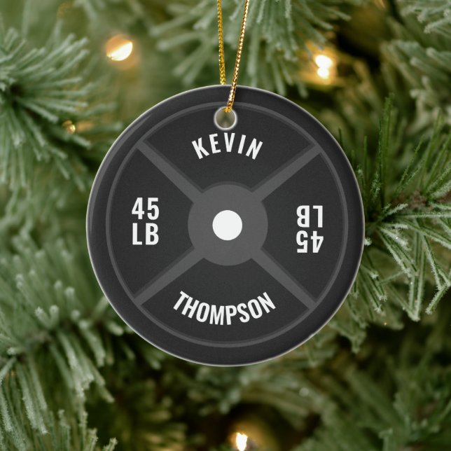 Weight Plate Training Fitness Bodybuilding Name Ceramic Ornament (Tree)